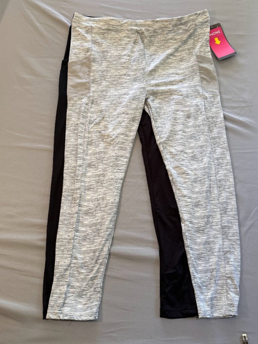 Set of 2 Shosho Women’s Leggings w/ Pockets High Waist 1 Black 1 Grey Size 3X-4X